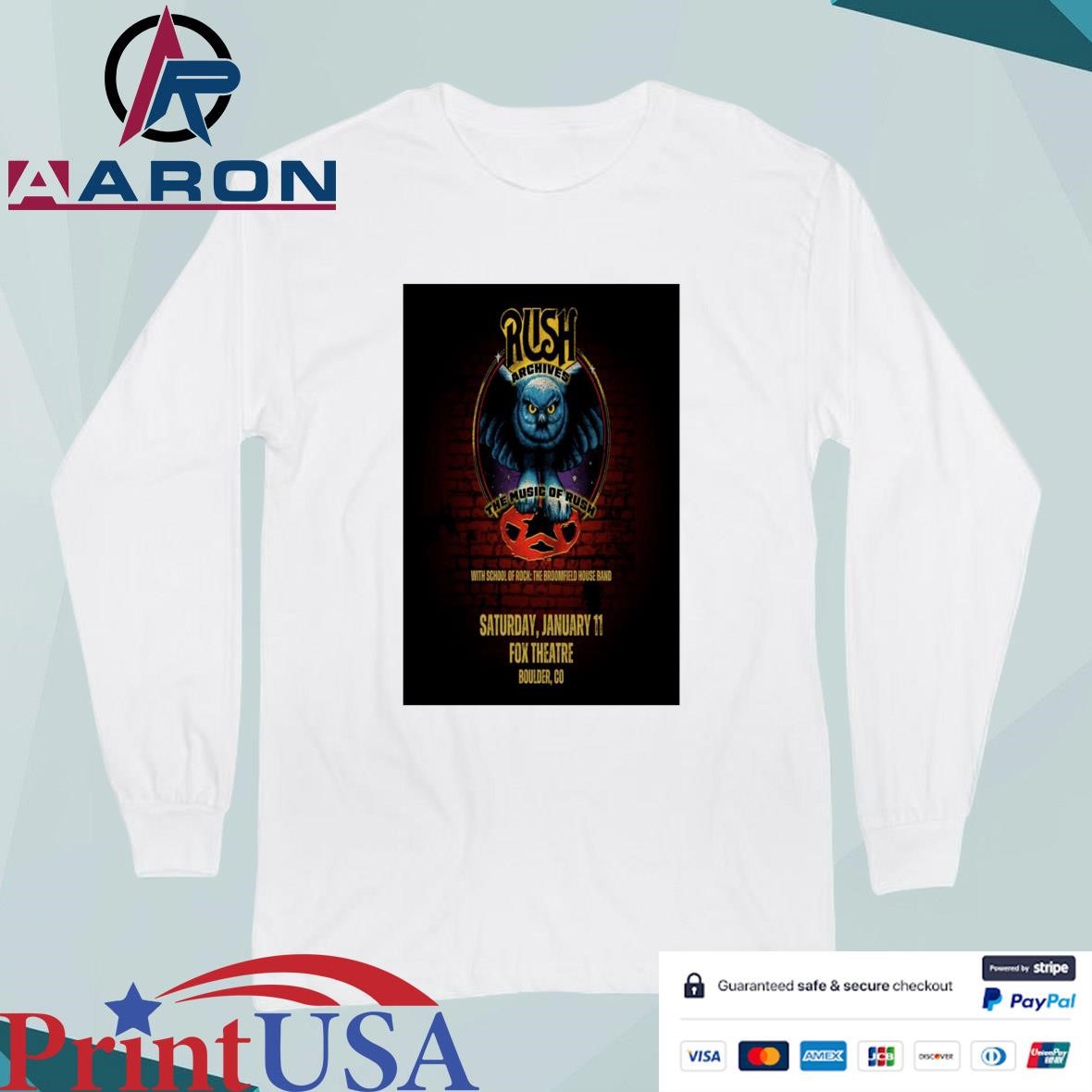 Official Rush Archives January 11 2025 Boulder CO Poster T-Shirts Long Sleeve