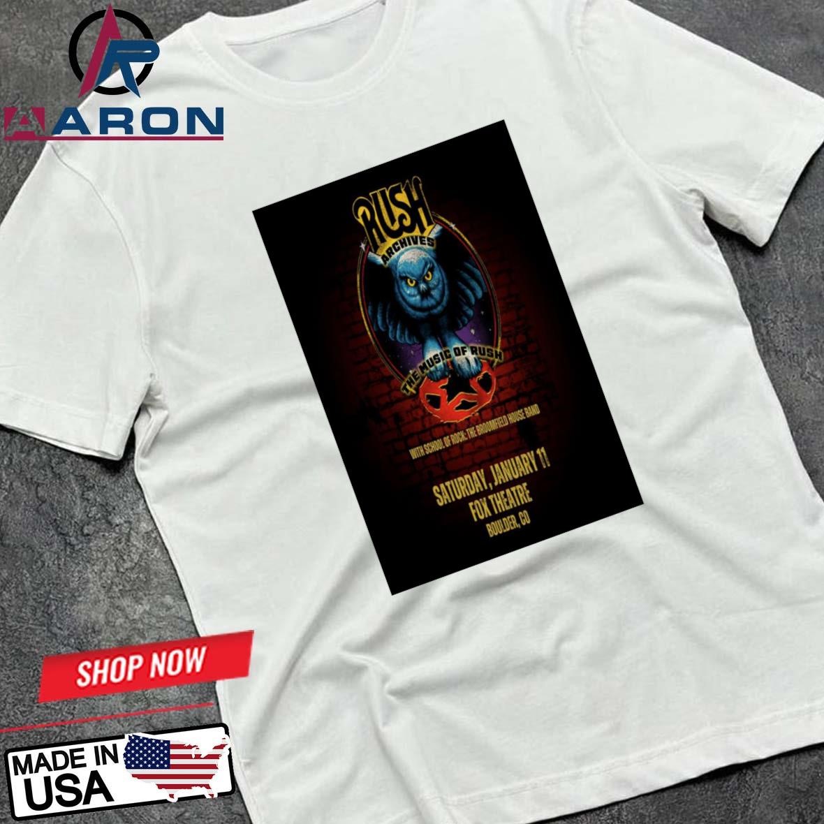 Official Rush Archives January 11 2025 Boulder CO Poster T-Shirts