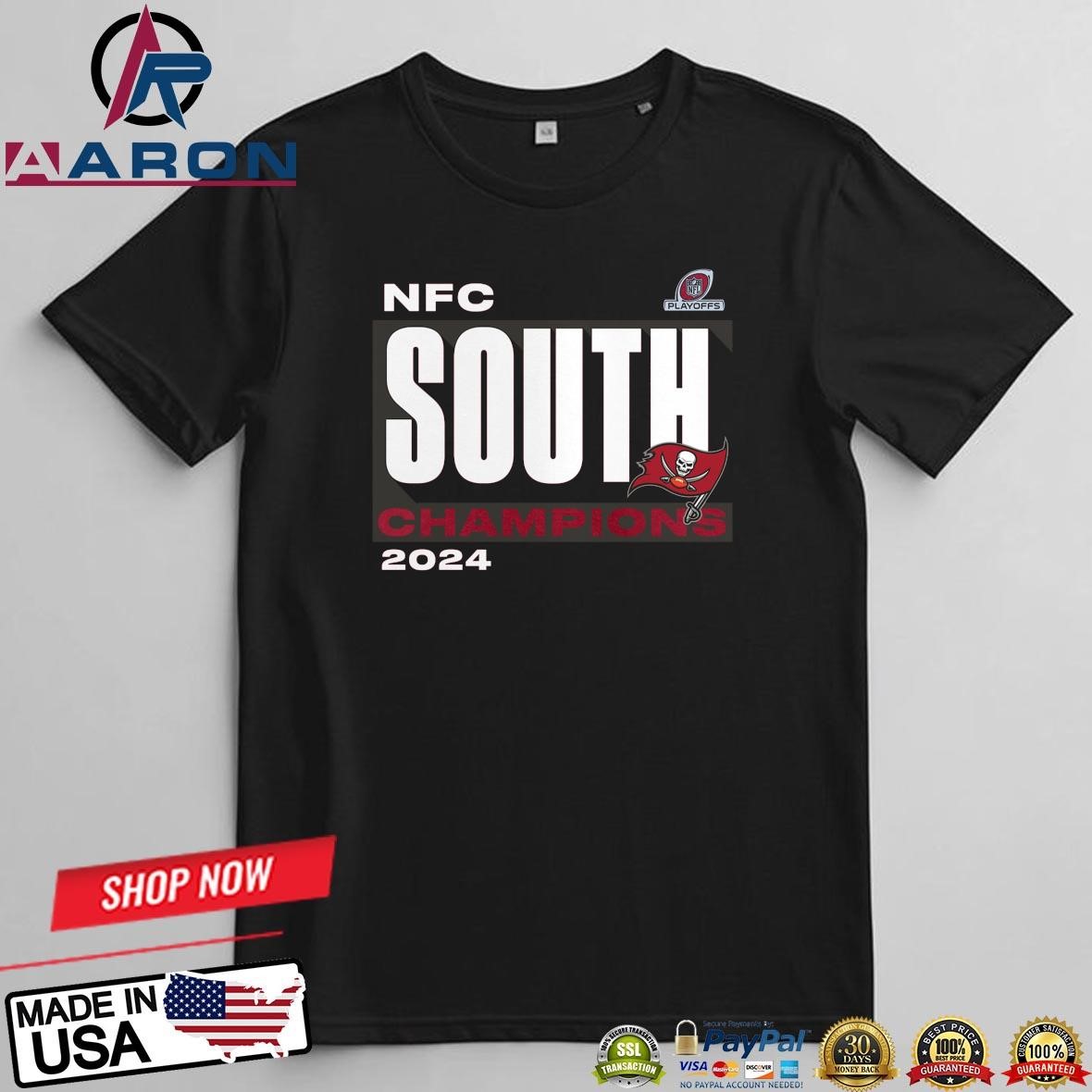 Official Tampa Bay Buccaneers 2024 NFC South Division Champions Big & Tall Conquer T-Shirts