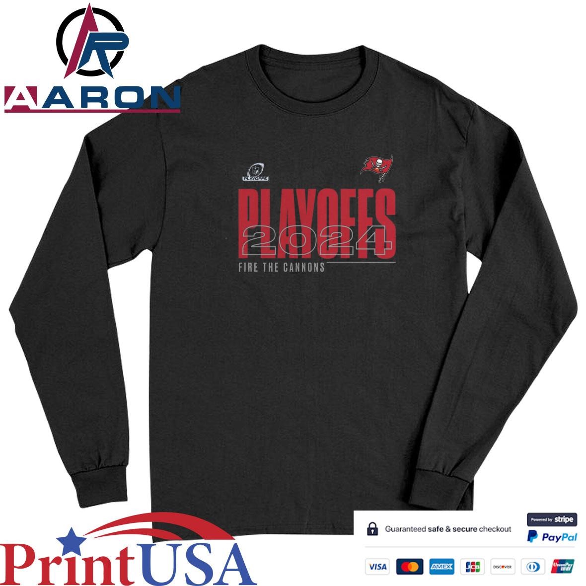 Official Tampa Bay Buccaneers 2024 NFL Playoffs Fire The Cannons T-Shirts Long Sleeve