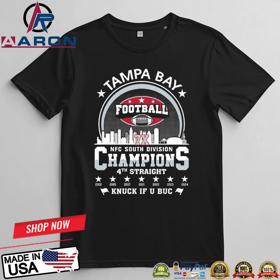 Official Tampa Bay Football 2024 NFC South Division Champions Skyline T-Shirts