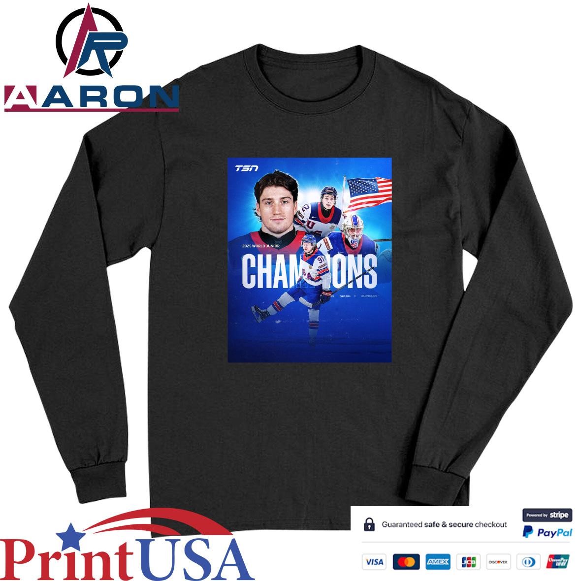 Official Team USA 2025 World Junior Champions Back To Back T-Shirts Long Sleeve