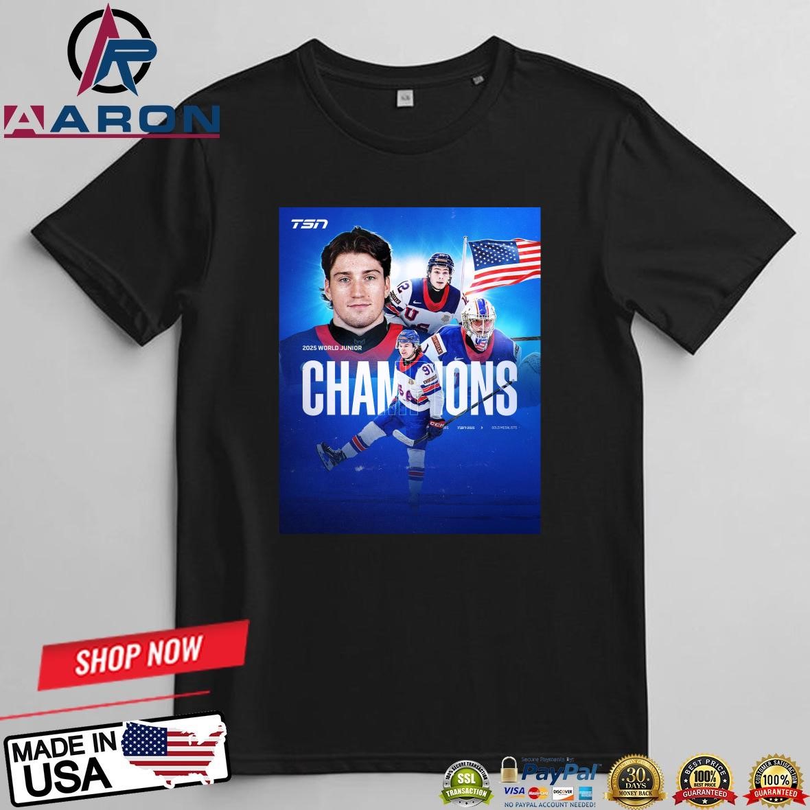 Official Team USA 2025 World Junior Champions Back To Back T-Shirts