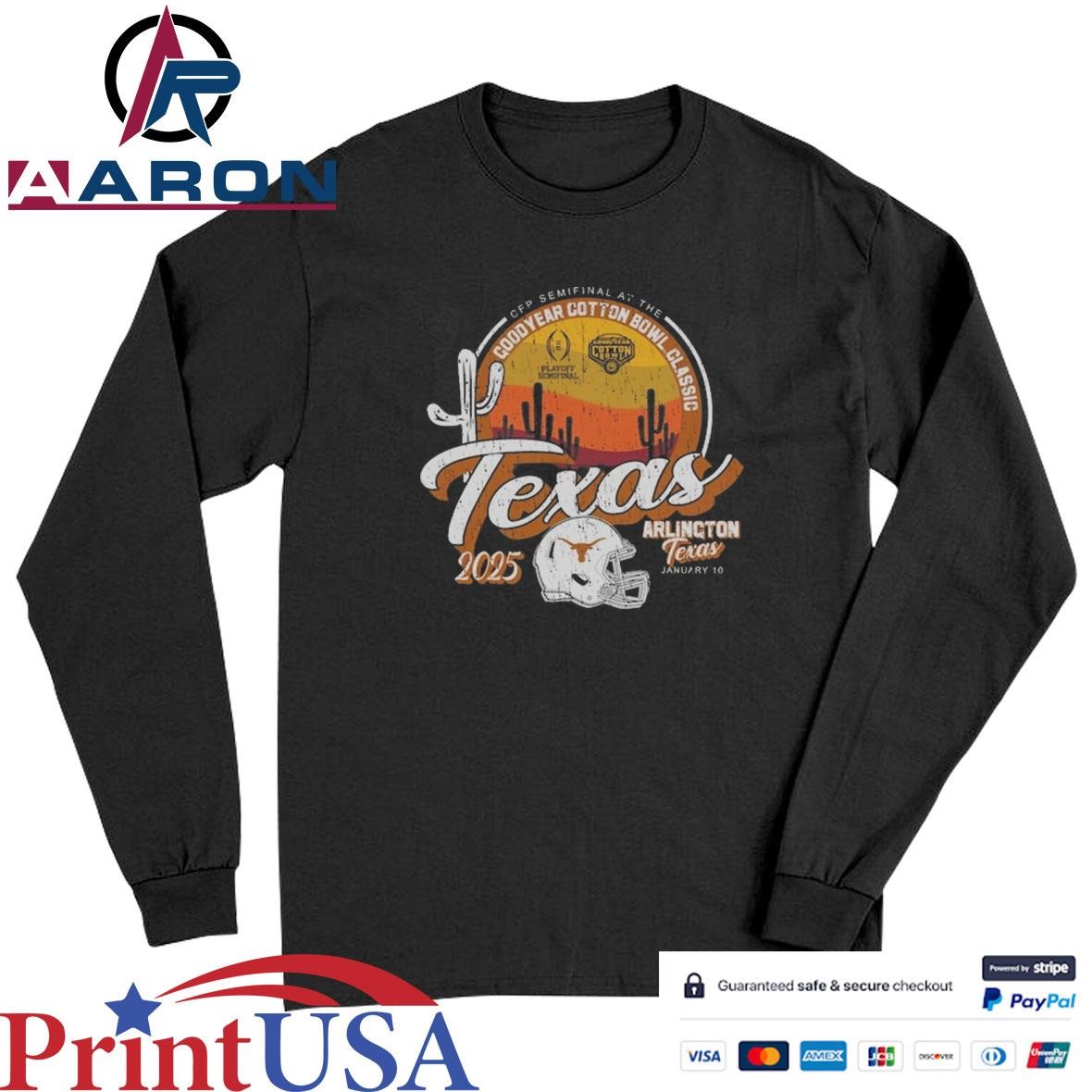 Official Texas Longhorns College Football Playoff 2025 Cotton Bowl T-Shirts Long Sleeve