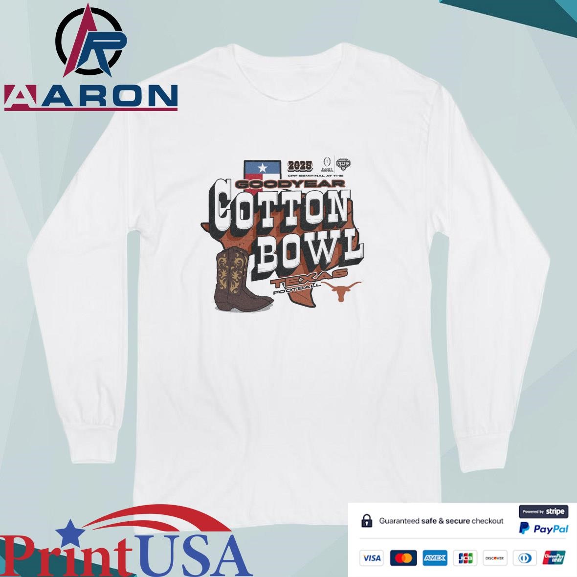 Official Texas Longhorns College Football Playoff 2025 Goodyear Cotton Bowl Classic Bound T-Shirts Long Sleeve