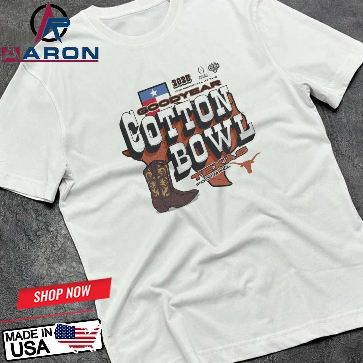 Official Texas Longhorns College Football Playoff 2025 Goodyear Cotton Bowl Classic Bound T-Shirts