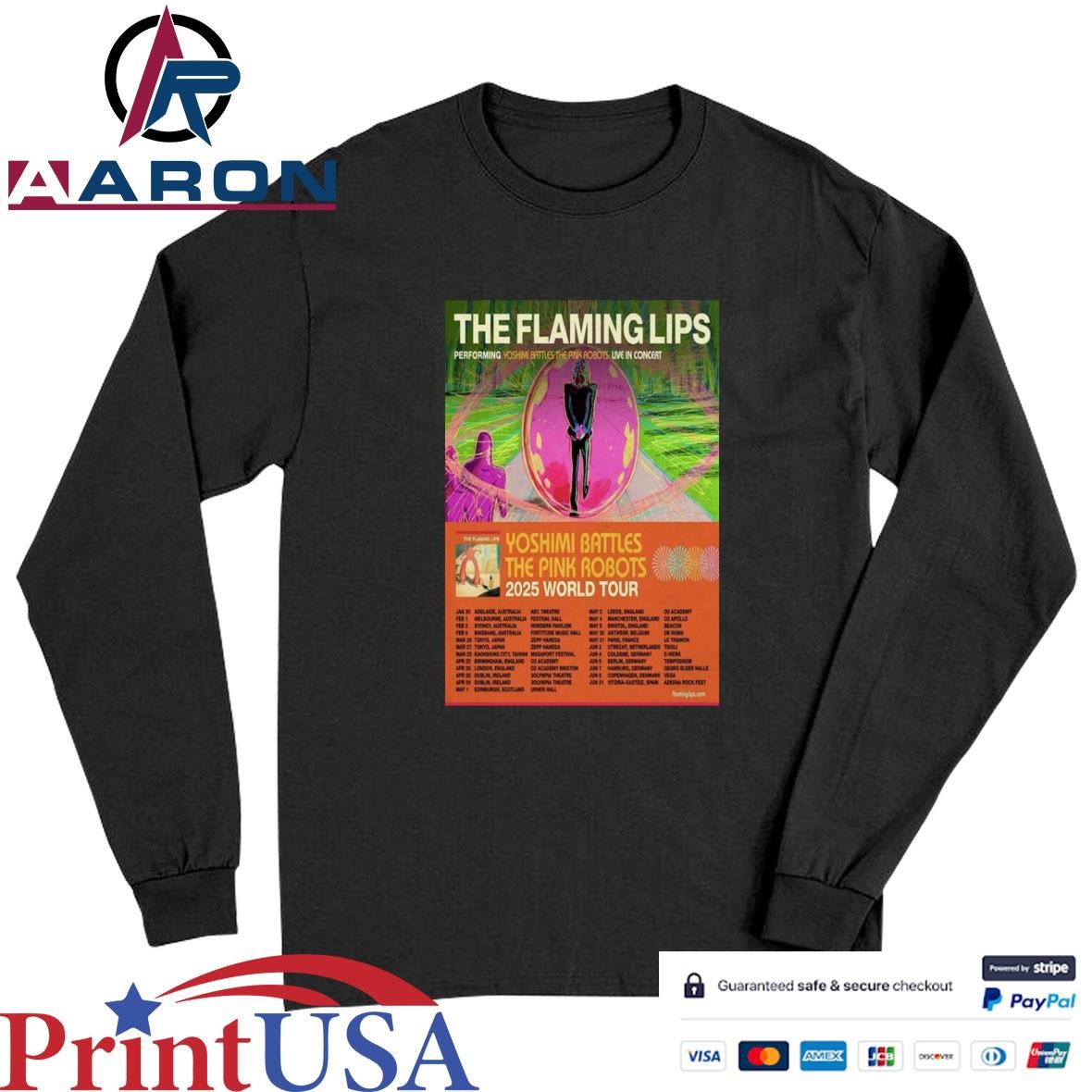 Official The Flaming Lips 2025 World Tour Yoshimi Battles Poster T-Shirts Long Sleeve