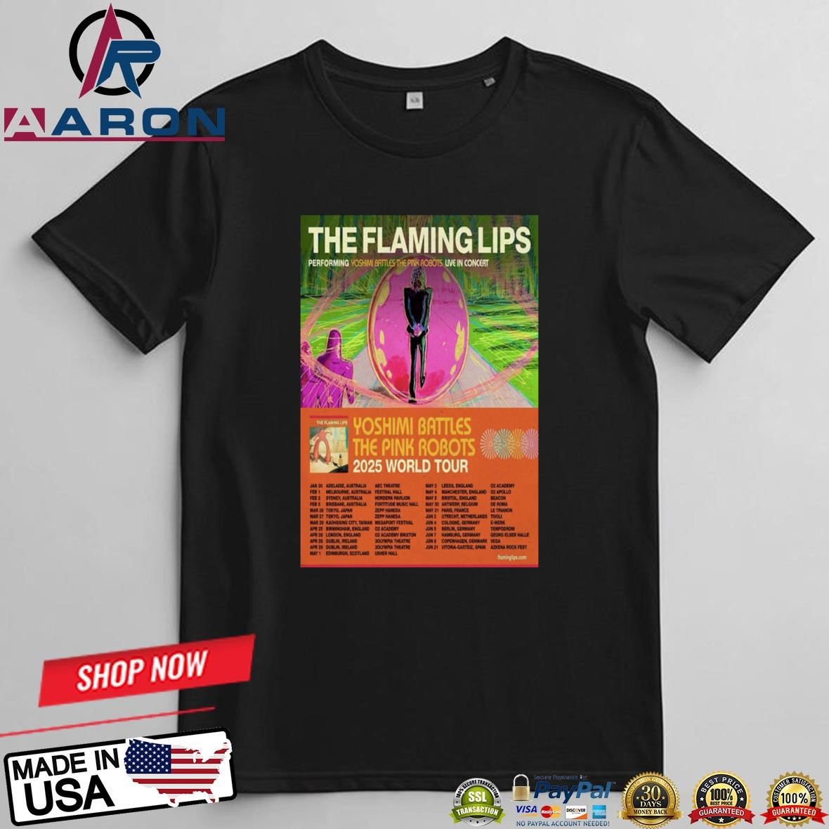 Official The Flaming Lips 2025 World Tour Yoshimi Battles Poster T-Shirts