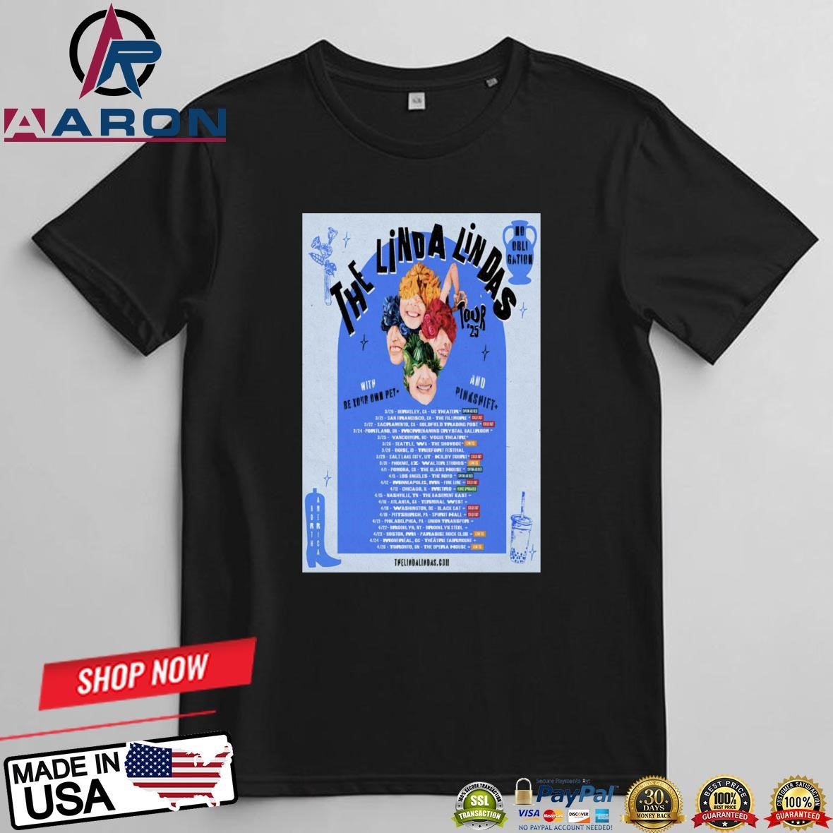Official The Linda Lindas North American Tour 2025 Poster T-Shirts t-shirt