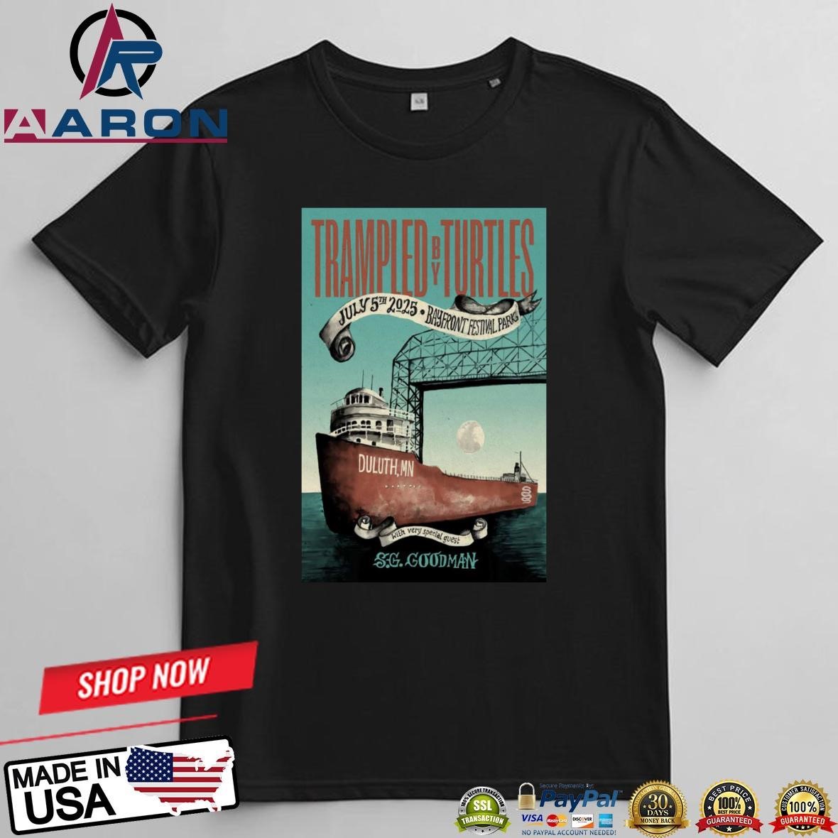 Official Trampled By Turtles Bayfront Festival Park In Duluth, MN July 5 2025 Tour Poster T-Shirts t-shirt