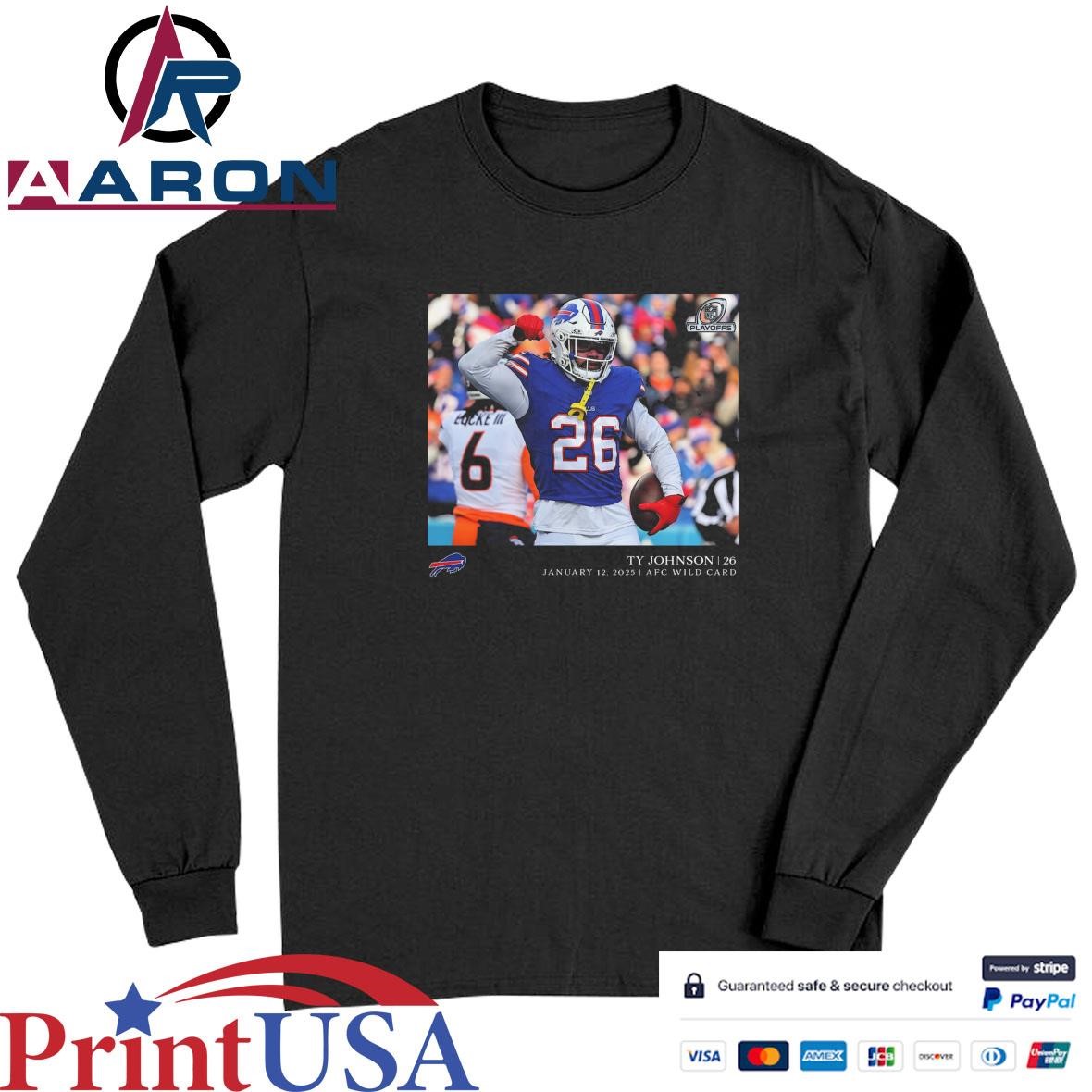 Official Ty Johnson Buffalo Bills NFL Flash Features Wild Card T-Shirts Long Sleeve