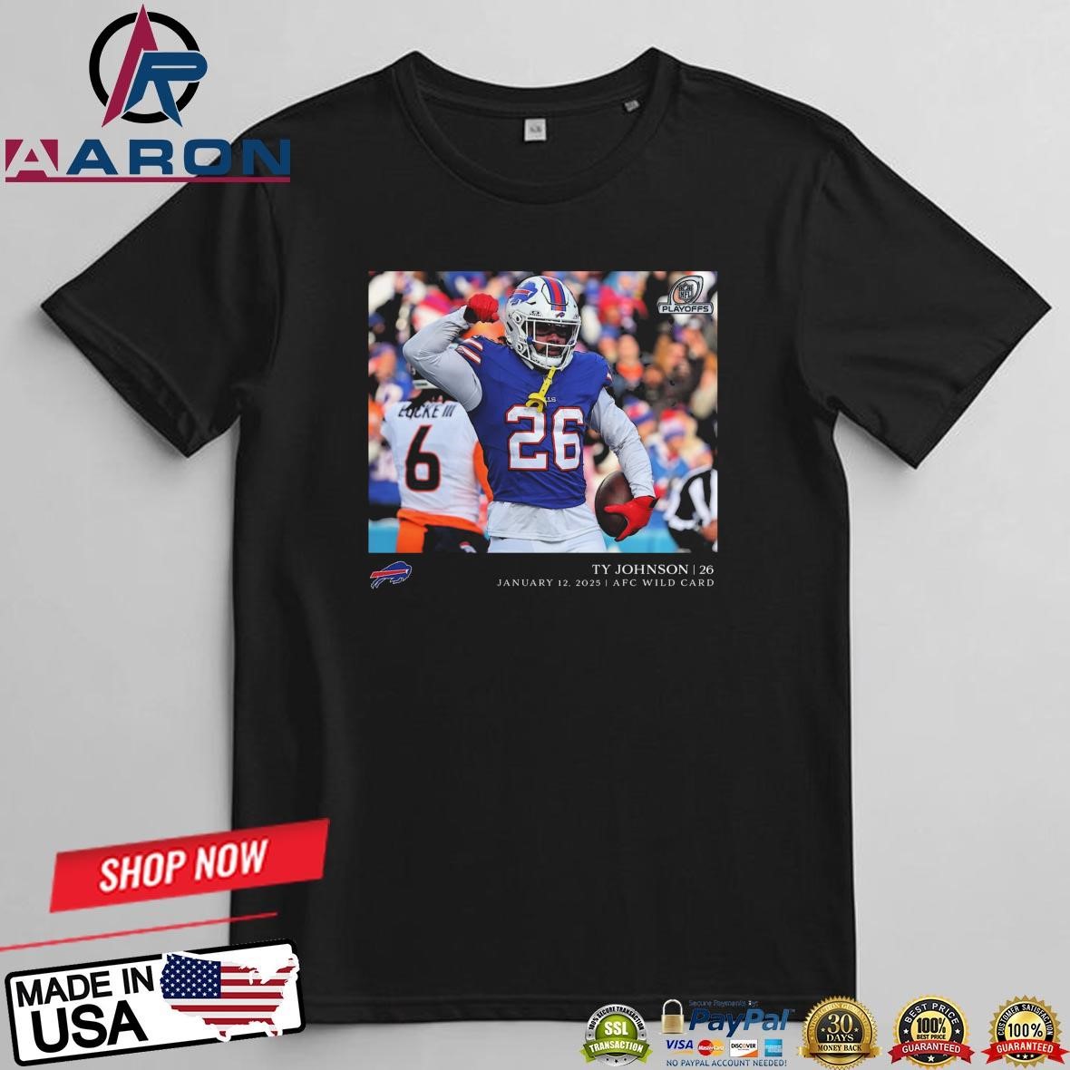 Official Ty Johnson Buffalo Bills NFL Flash Features Wild Card T-Shirts