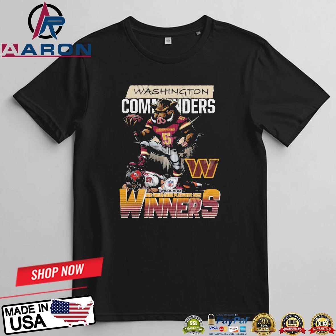 Official Washington Commanders NFC Wild Card Playoffs Winners 2025 Mascot T-Shirts