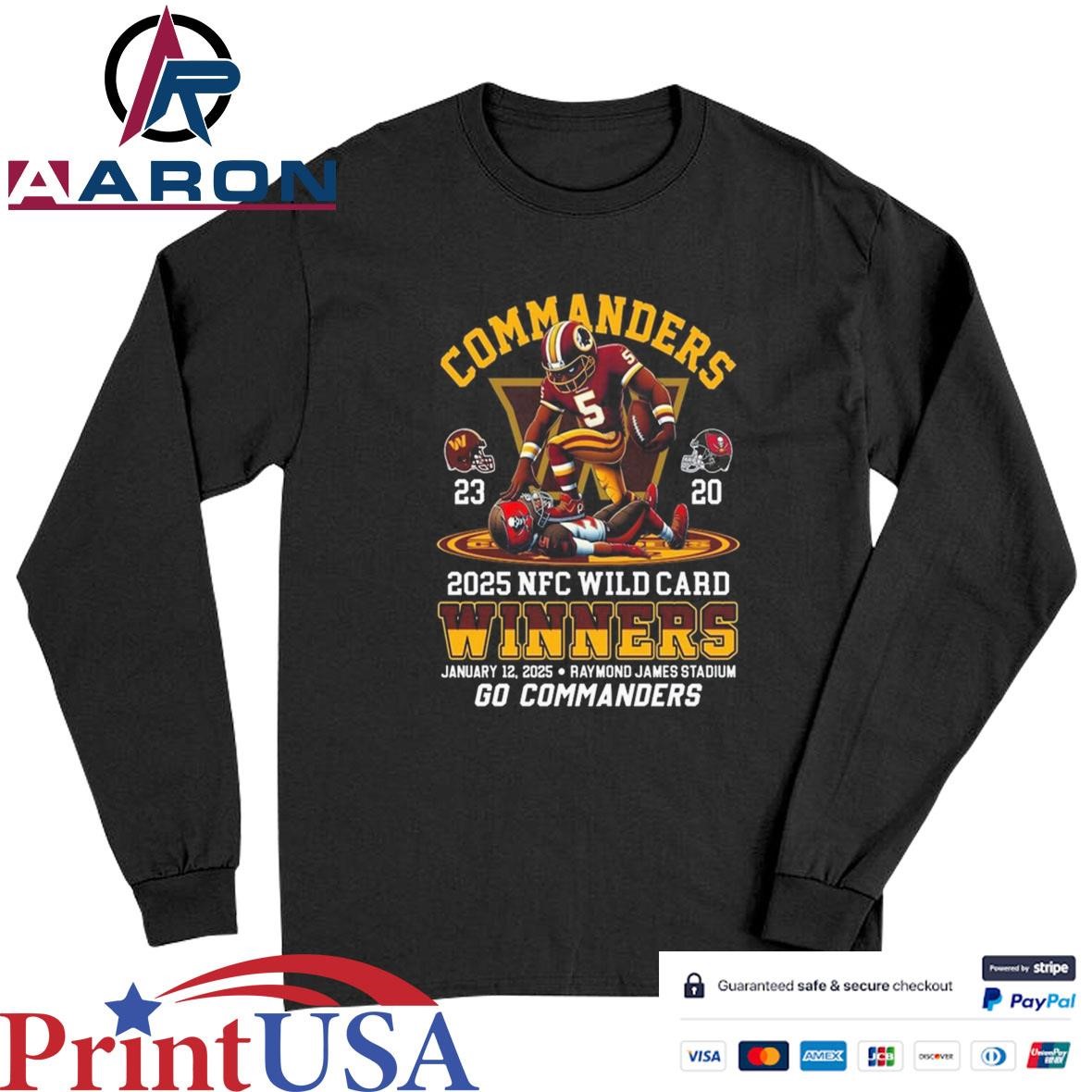 Official Washington Commanders Wild Card 2025 Winners Go Commanders Mascot T-Shirts Long Sleeve