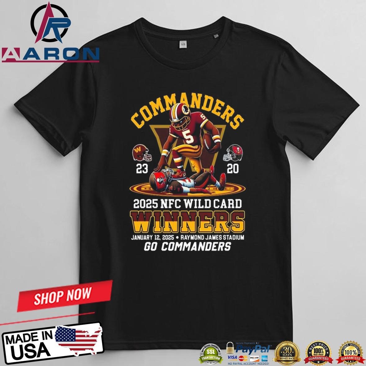 Official Washington Commanders Wild Card 2025 Winners Go Commanders Mascot T-Shirts