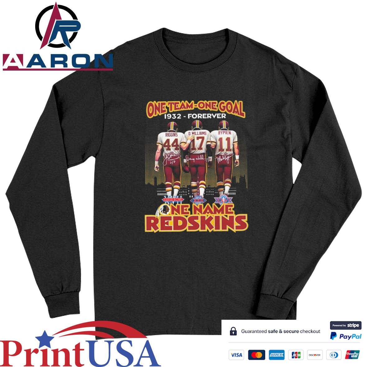 Official Washington Redskins One Team One Goal One Name Since 1932 Signatures T-Shirts Long Sleeve