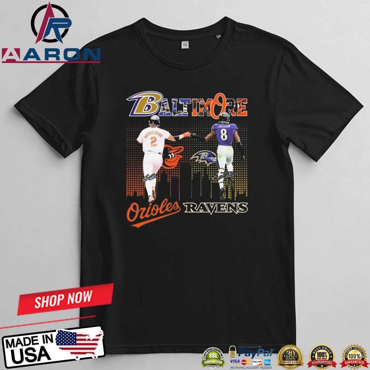 Official Baltimore Oriles With Ravens Connect To Win For Fans Baltimore Signatures T-Shirts