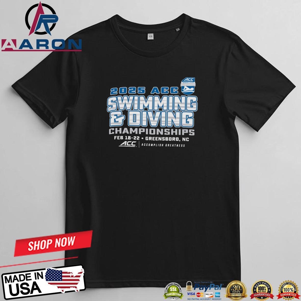 Original 2025 ACC Swimming & Diving Championships Greensboro, Nc T-Shirts