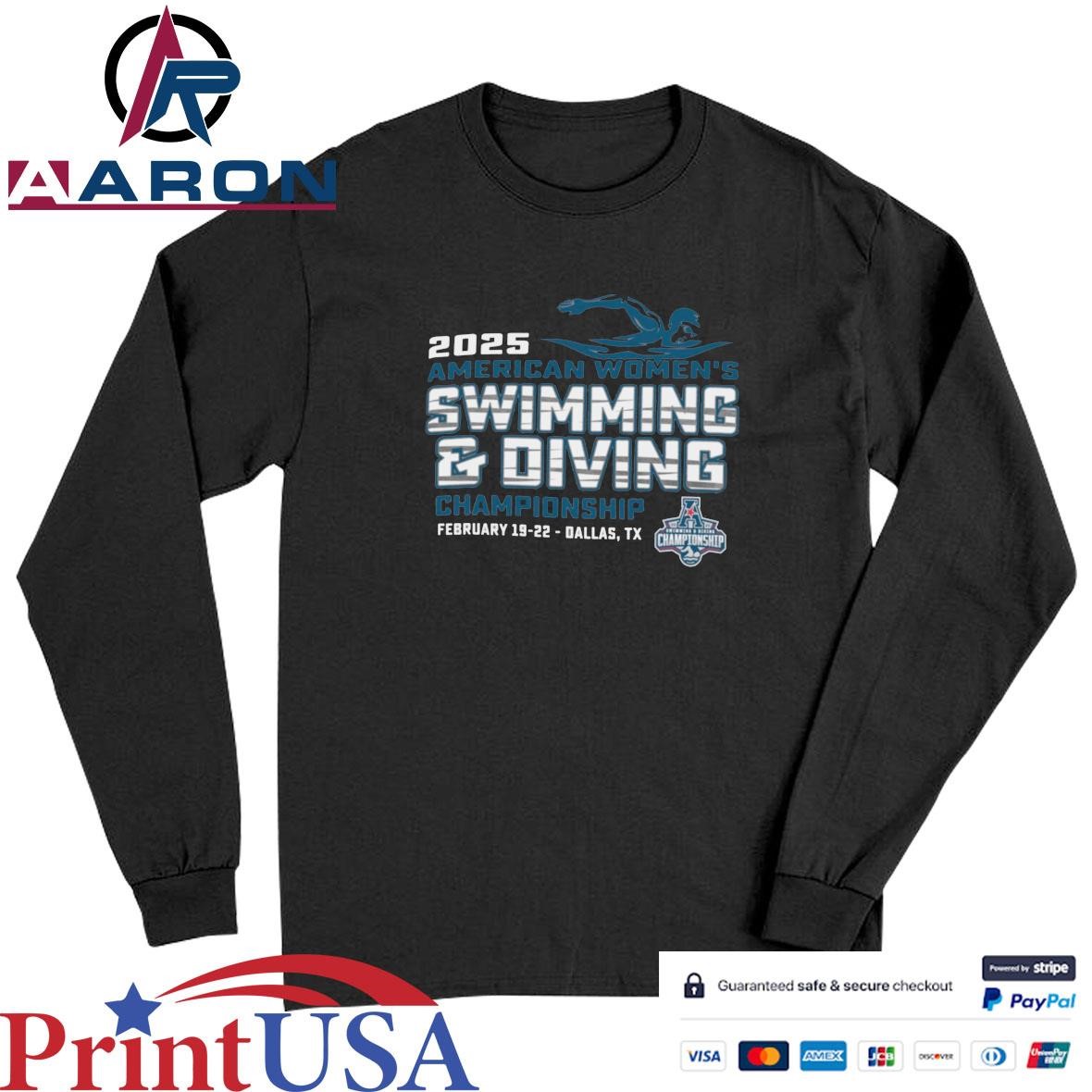 Original 2025 American Women's Swimming & Diving Championship February 19-22 T-Shirts Long Sleeve