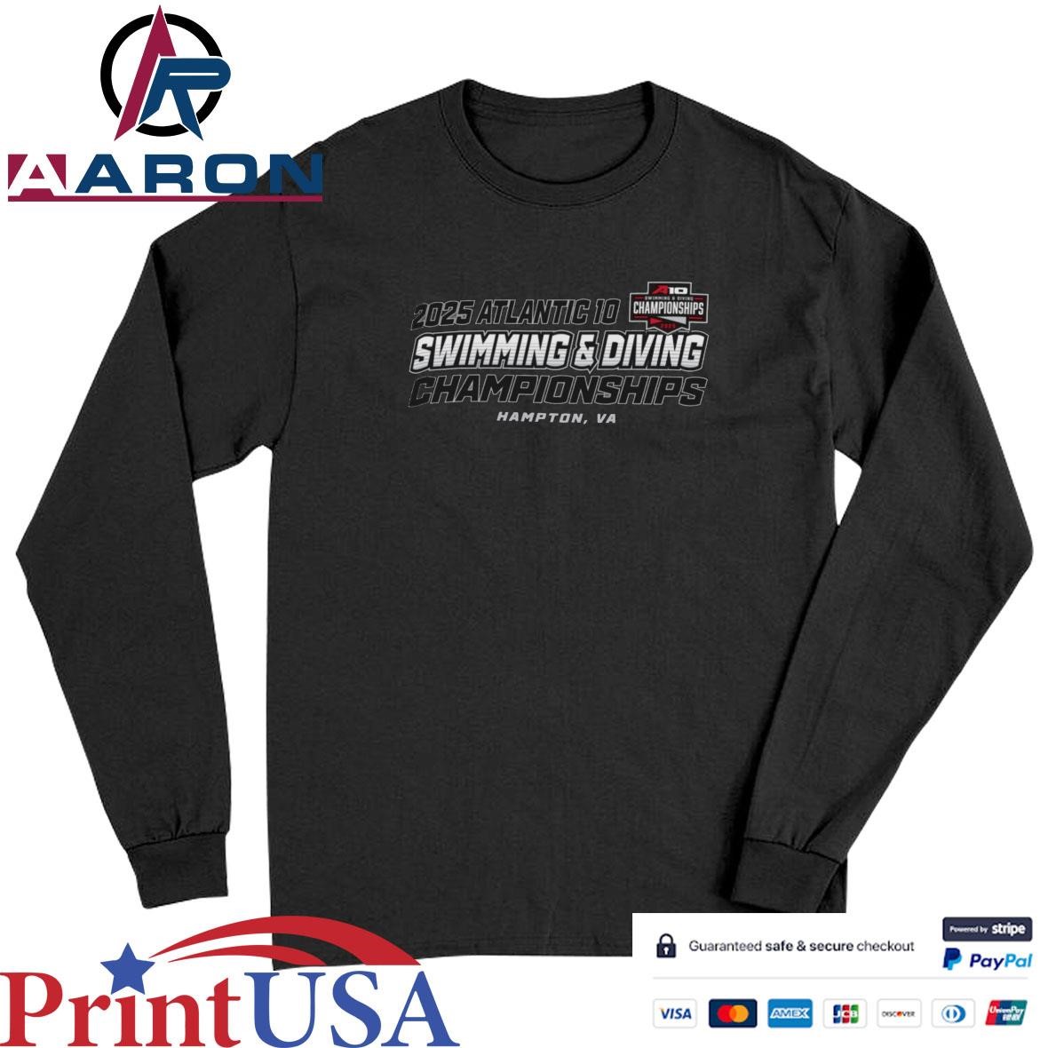 Original 2025 Atlantic 10 Swimming & Diving Championships Hampton, Va T-Shirts Long Sleeve